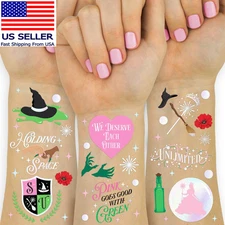 Pink + Green Witch Temporary Tattoos - 50 Iridescent Foil Pcs | Popular Birthday
