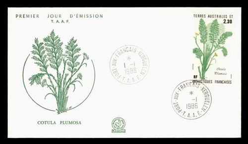 DR WHO 1986 FRENCH ANTARCTIC FSAT FDC PLANT CACHET 2.30 M58656