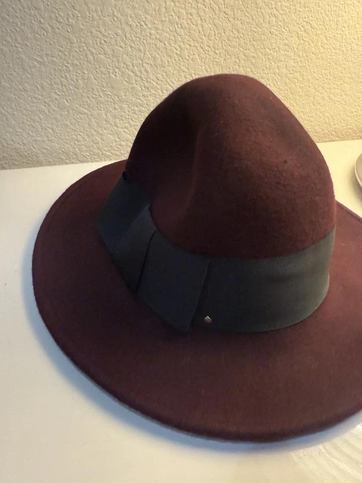 Fedora de lana Kate Spade Borgoña Grosgrain Bow Foto 4 de 4