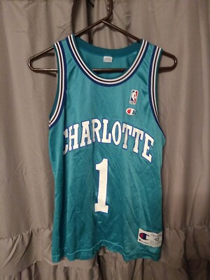 Vintage Champion Charlotte Hornets Jersey - Muggsy Bogues #1
