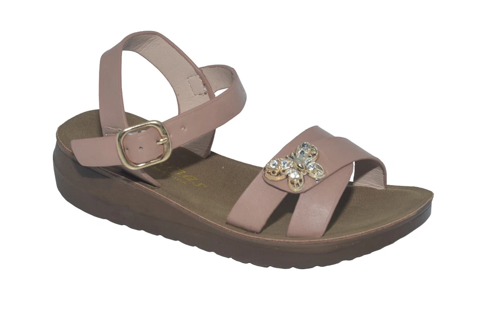 Nuevas sandalias chanclas planas con tiras gladiador para niñas y niños talla 10-4 Foto 4 de 4