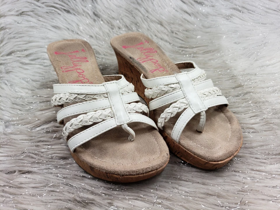 JELLYPOP White Cork Wedge Heel Slide On Sandals Size 6.5 - Image 2 of 4