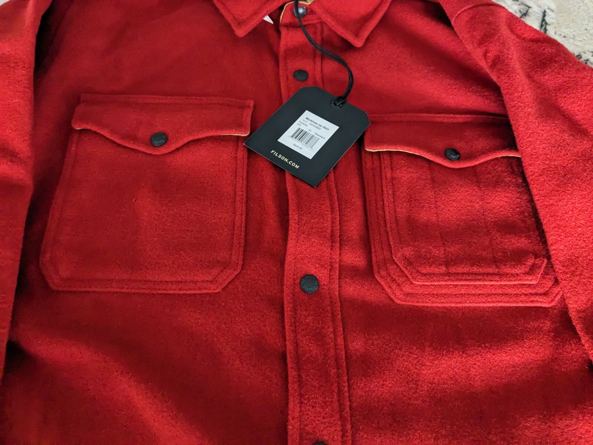 New Men's Filson Lined Mackinaw Wool Jac Shirt Red Oak MSRP