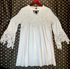Tassels N Lace Cream Pink Crochet Flow Lace Dress Size S