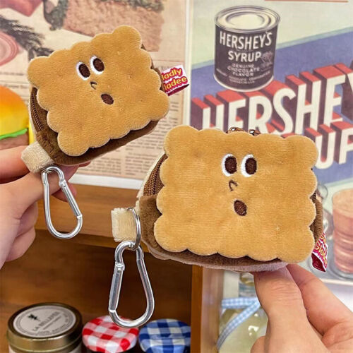 Biscuit Shape Plush Cake Headphone Bag Plush Biscuit Coin Purse Children Gift - Afbeelding 1 van 11