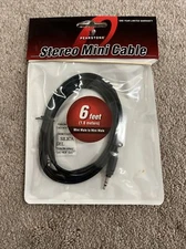 Brand New Durable Pearstone Stereo Mini Male to Stereo Mini Male Cable Black  6'