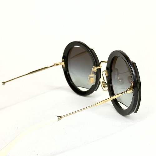 MIU MIU 06S REVEAL GLITTER Black Gold Crystal Pave Round Cut Sunglasses MU06SS - Picture 5 of 12