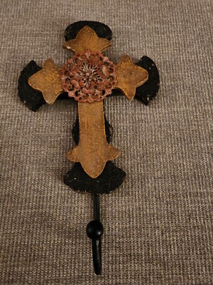 Hobby Lobby Wall Decor Wood And Metal CROSS Coat Hat Hook