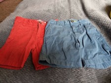 Lot of 2 pairs Mini Boden boys denim shorts sz 4 EUC