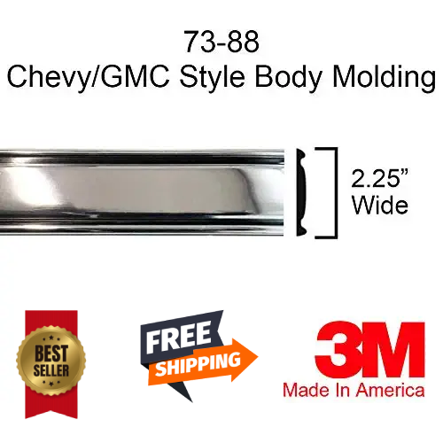 19731987 Chevy GMC Chrome Side Trim Molding Body C10 C20 K10 Quarter