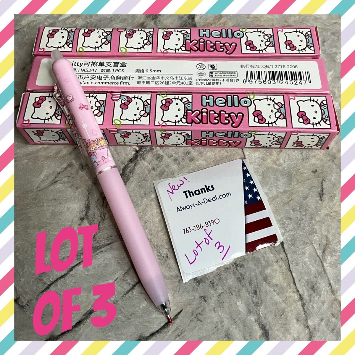 SANRIO Hello Kitty Gel Ink Pens X3 Ballpoint Pen HA5247 Lot SANRIO Hello Kitty Gel Ink Pens X3 Ballpoint Pen HA5247 Lot