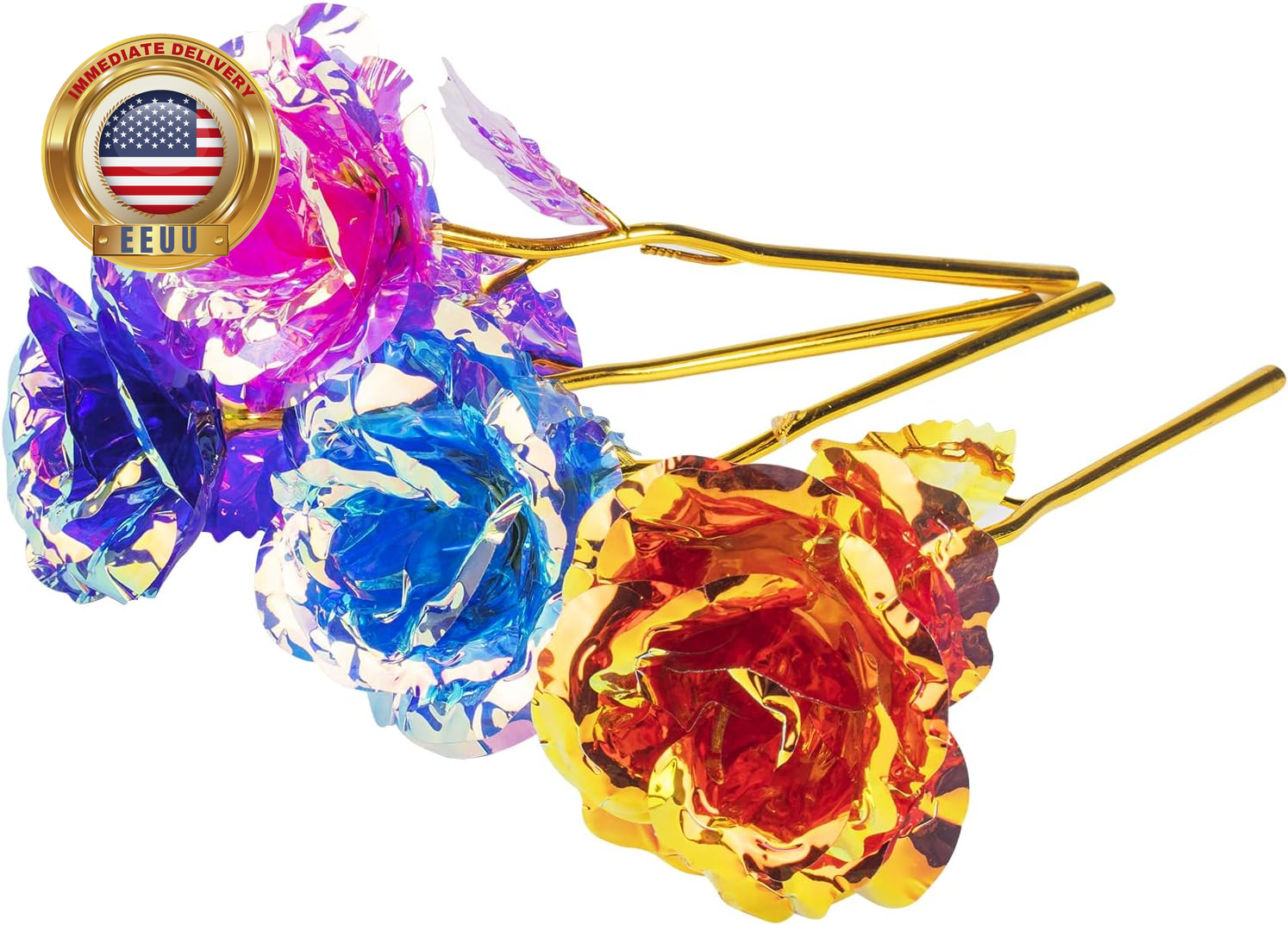 12 Pcs 24K Galaxy Rose Artificial Flowers, 4 Colors Forever Rose Gifts for Women