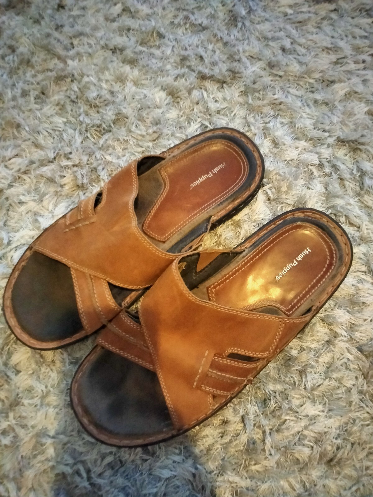 Men’s Brown Leather Sandals Mules Hush Puppy Sandals Slip On Uk 9 eBay