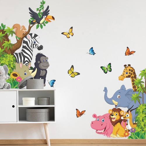 Cute Monkey Climbing Tree Wall Decals Jungle Animal Wall Stickers Kid Room Decor - Picture 37 of 56