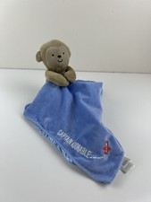 Carters Child of Mine Blue Monkey Captain Adorable Satin Lovey Security Blanket