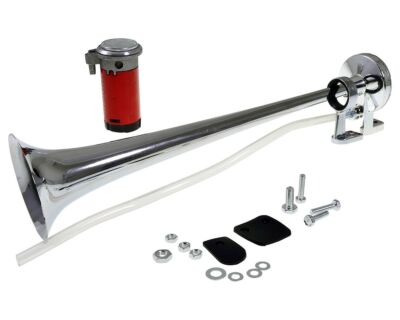 Fanfare Hupe Druckluft Horn Nebelhorn Chrom mit Kompressor 12V LKW Bus Auto