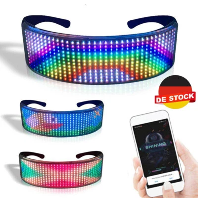 Smarte LED Partybrille,Appsteuerung,Bluetooth,DIY Textanimation,Brille Party DE
