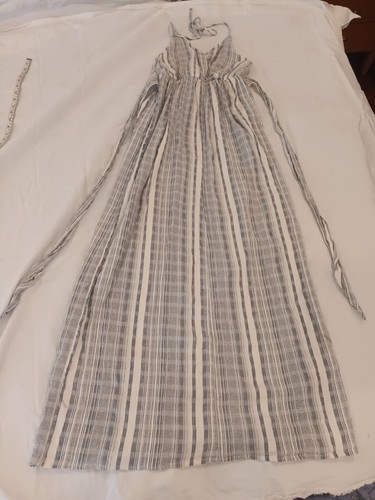 ASOS black and white striped cotton maxi sundress size 12 - Picture 2 of 11