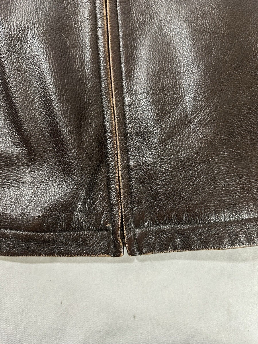 Vintage Eddie Bauer Leather Jacket Mens Large Full Zip