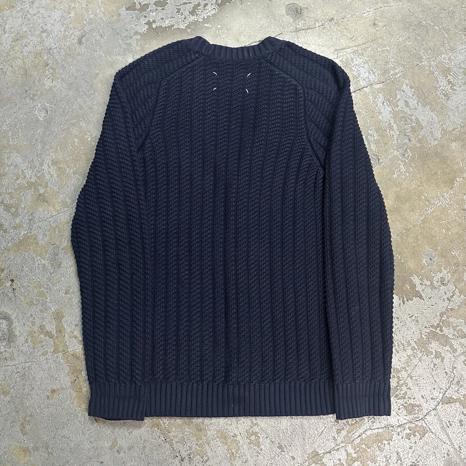Maison Martin Margiela Navy Blue Cable Knit Cardigan Sweater Medium - Image 2 of 4