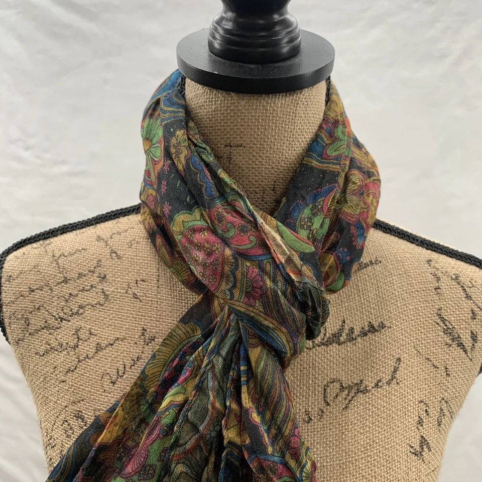 Jeanne Simmons Accesorios Mujer Bordado Flecos Verde Floral Bufanda Talla Única Foto 4 de 4