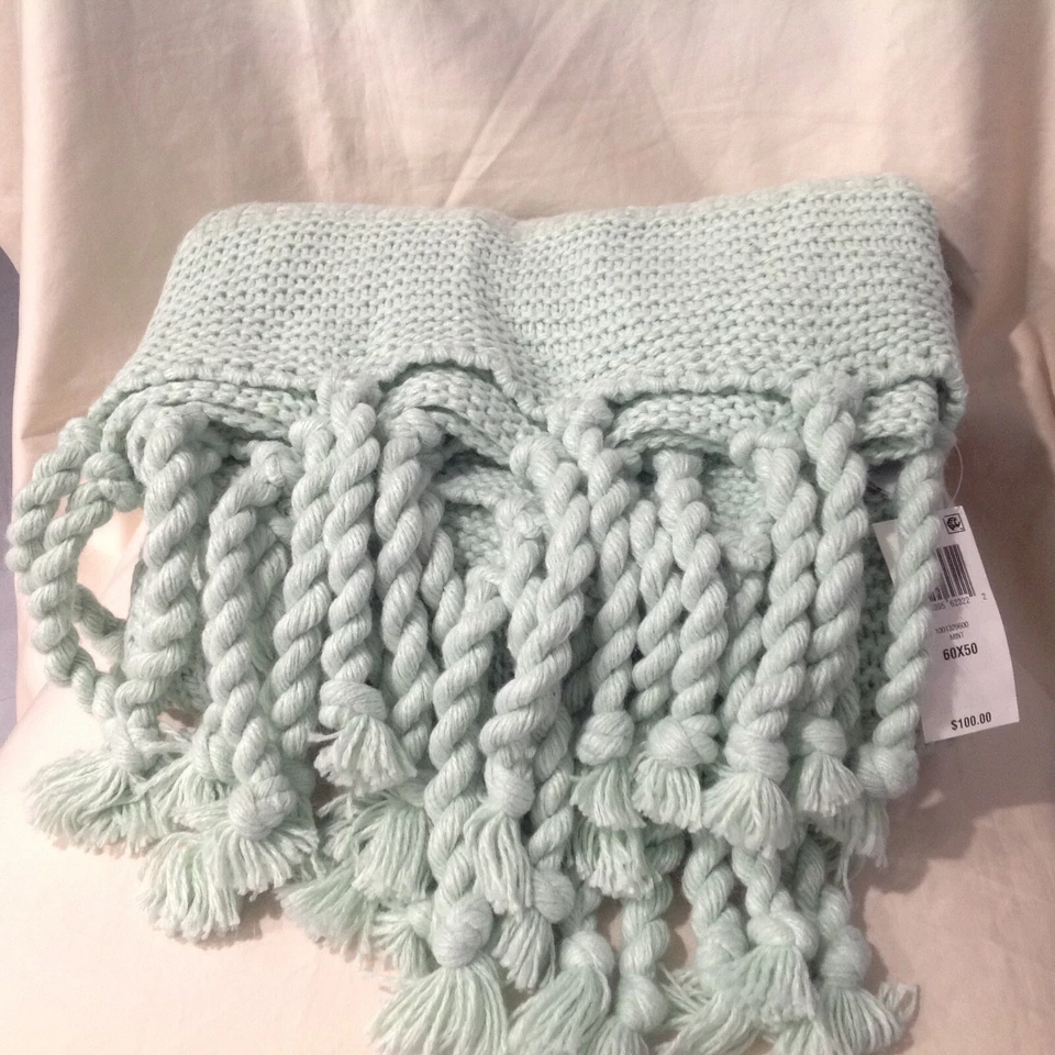 Charter Club Damask Designs Multi-Knit Tassel Throw Mint  - Image 4 of 4