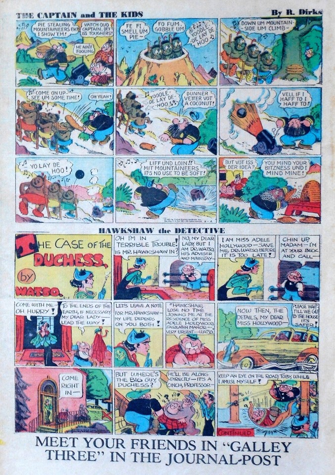 Hawkshaw the Detective Sherlock Holmes tab page Sunday comic June