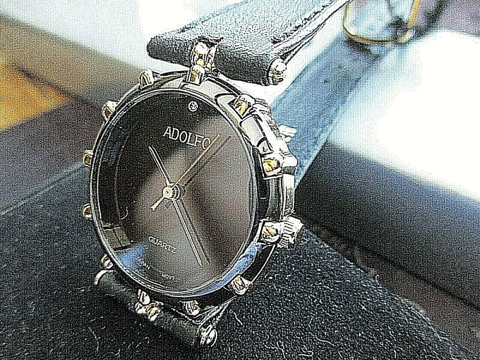 vintage ladies adolfo quartz watch, boxed, recent battery runs well