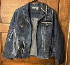 Chico's Embellished Women's Jean Jacket Sz 1 M/8