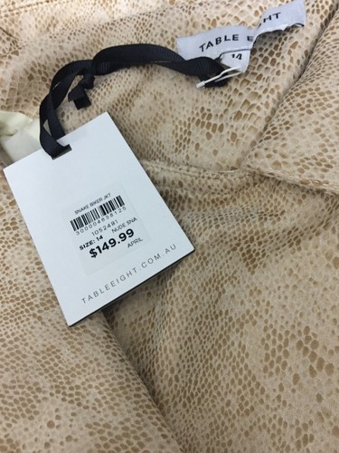 Biker Jacket Suede Table Eight Size 18 Nude Gold Zip Pockets Animal Womens R$150 - Picture 7 of 8
