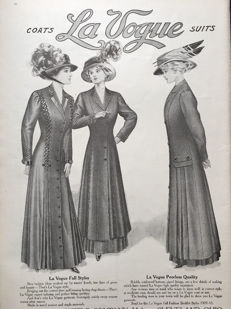 Vintage 1909 LA VOGUE Women's Coats Suits John Anisfield Edwardian Fall Style Ad