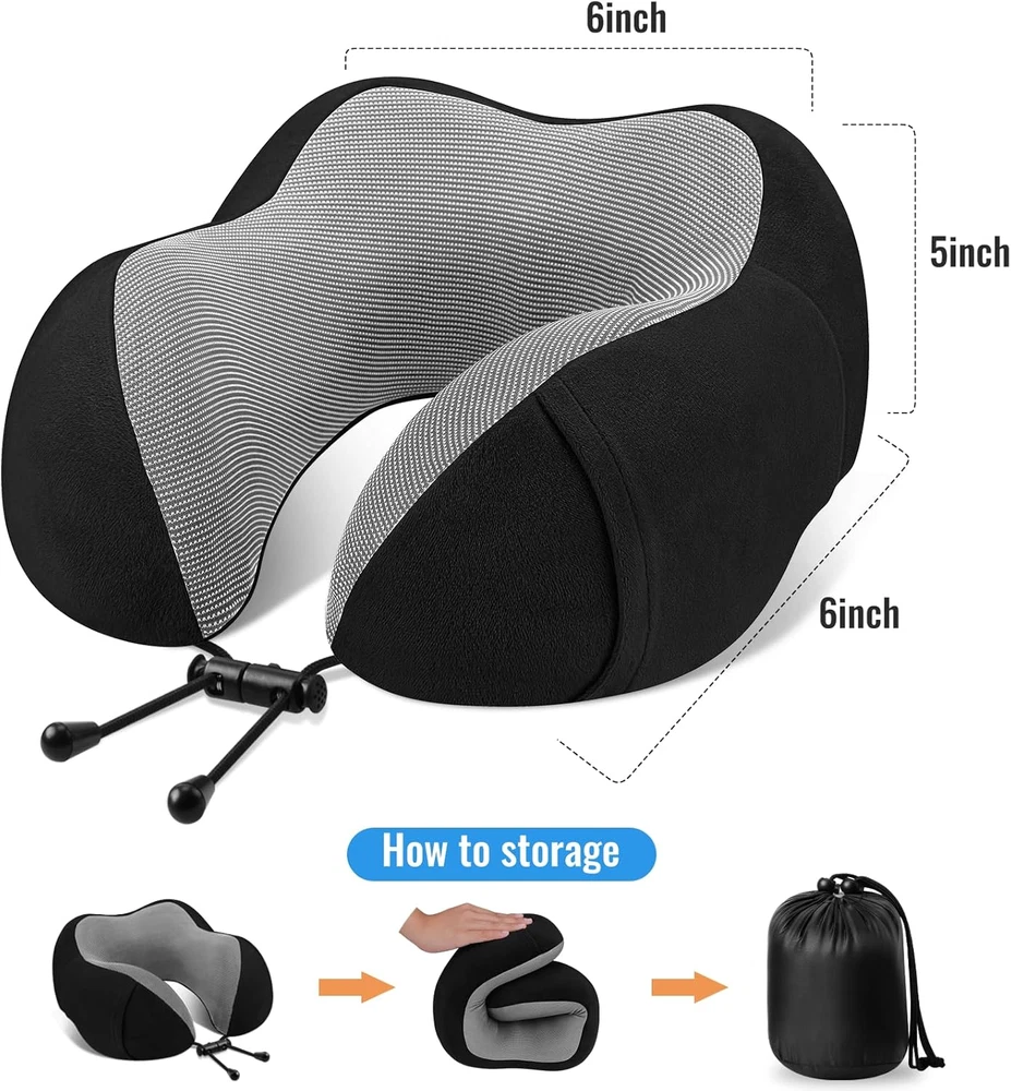Travel Pillow Premium Memory Foam, Comfortable & Supportive Neck Pillow, Sleepin