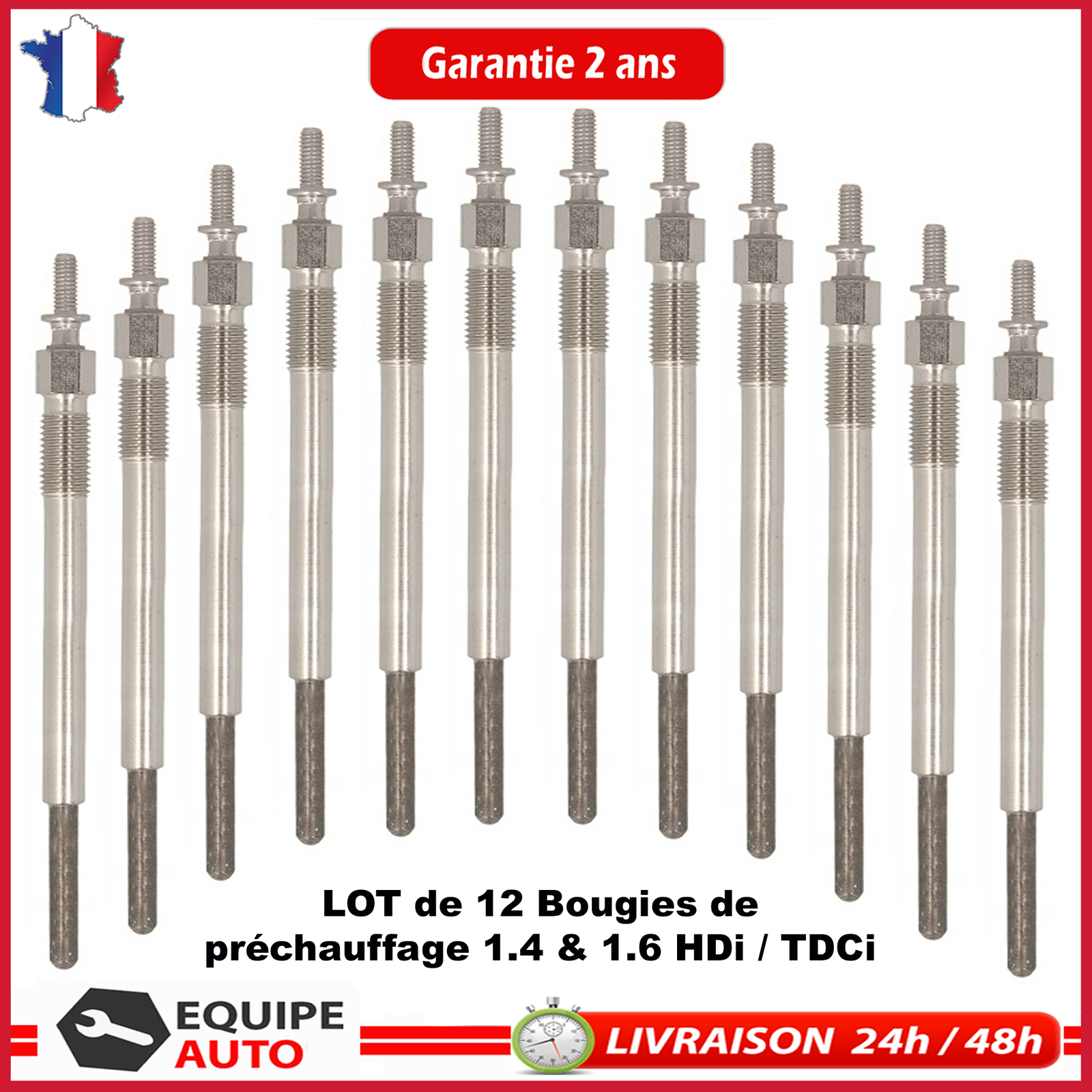 12 Bougies de préchauffage pour Suzuki Liana 1.4 DDis et Toyota Aygo 1.4 D4d en acier