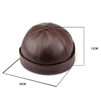 Men's Genuine Leather Winter Warm zucchetto Skullcap Beret Round