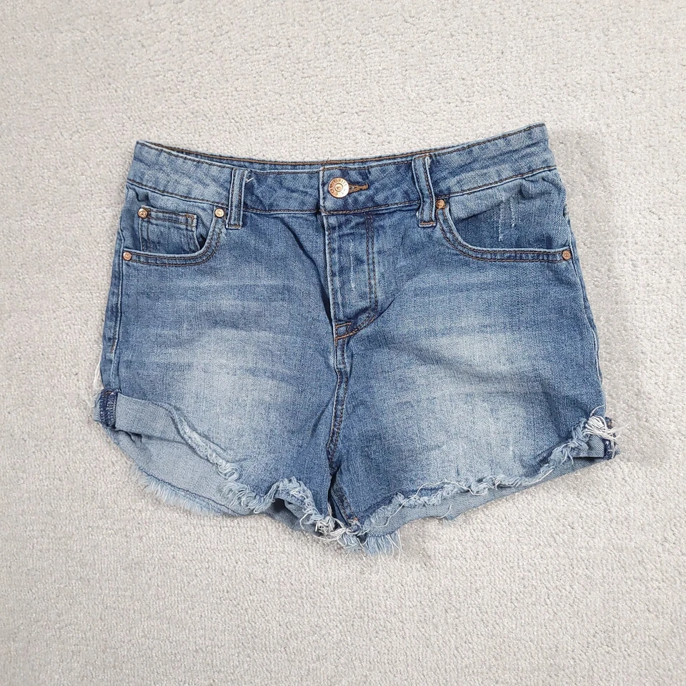 Pantalones Cortos Celebrity Rosa Corte Para Mujer Talla 7/28 Azul Tiro Medio Dobladillo Crudo Foto 2 de 4