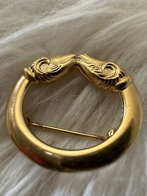 1 inch Napier Elegant Rams Head Circle Pin Scarf Lapel Classic Rams ...