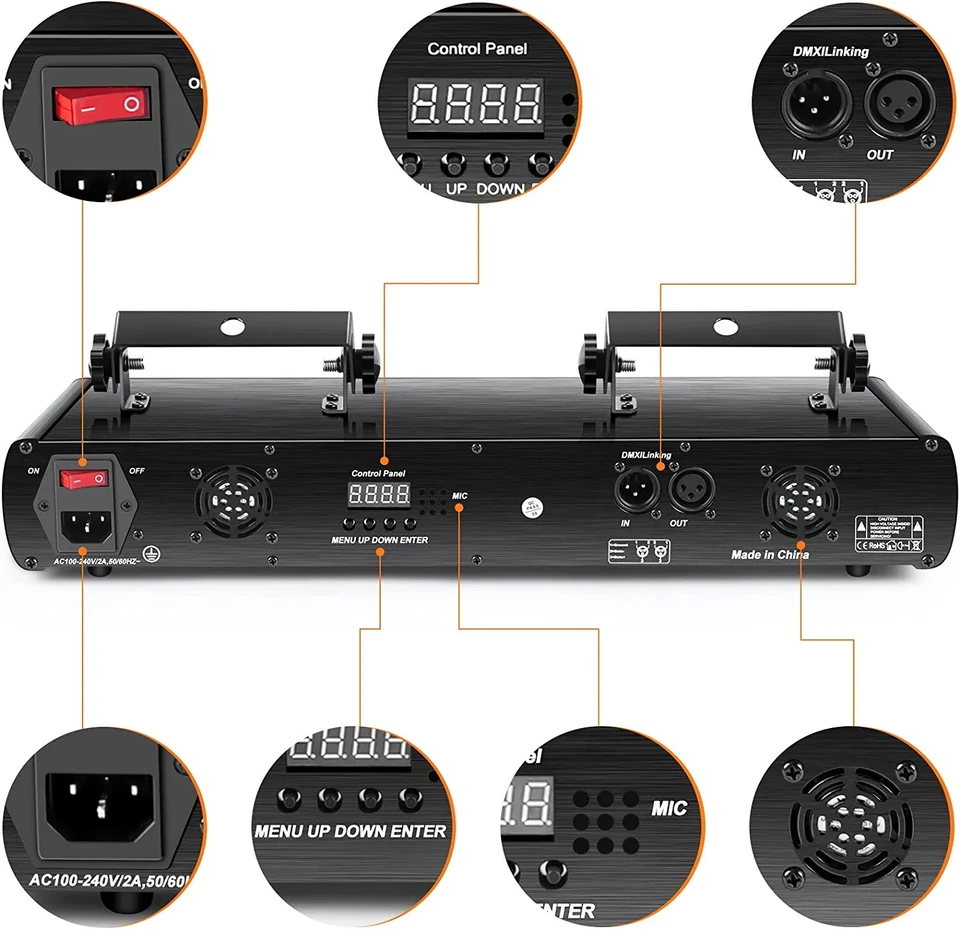 RGBW Laser Light 4 Beam DJ Projector Stage Light DMX Strobe Disco Show Party - Image 2 of 4