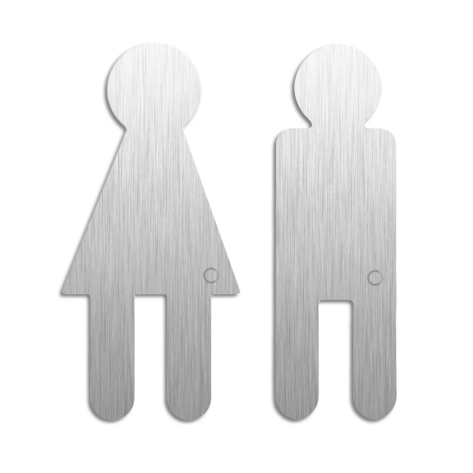 WC-Schilder Damen Herren H=120 mm 2er-Set Toilettenschil Edelstahl selbstklebend - Bild 1 von 1