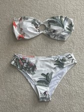 NEW Tropical Print Bikini w Bandeau Top Tie Back, Size Large