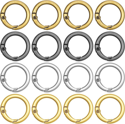 16 Pcs Mini Spring O Ring Trigger round Snap Buckle 4 Colors Snap round Carabine