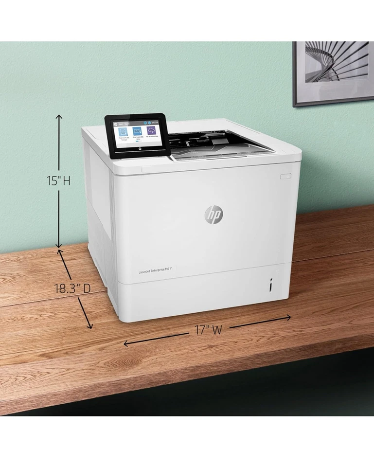 New HP LaserJet Enterprise M611dn Monochrome Printer 7PS84A - Image 3 of 4