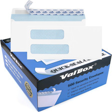 500 Count 10 Double Window Envelopes 4-1/8X9-1/2" Self Seal Security Envelopes