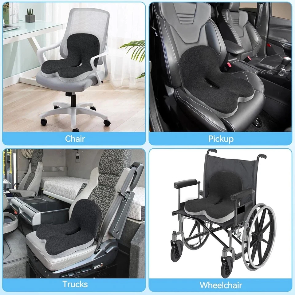 Memory Foam Seat Cushion Lumbar Support Ergonomic Back Support for Office Car - Image 4 of 4