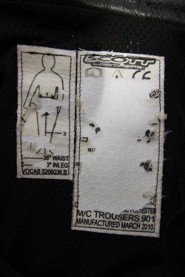 SCOTT LEATHERS CLASSIC BLACK BIKER TROUSERS WAIST 36 INCHES/INSIDE LEG 30 INCHES - Image 3 of 3