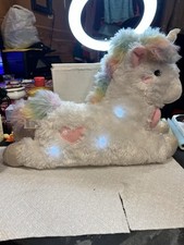FAO Schwarz Glow Brights Toy Plush LED w/ Sound White Unicorn 15" Stuffed Animal