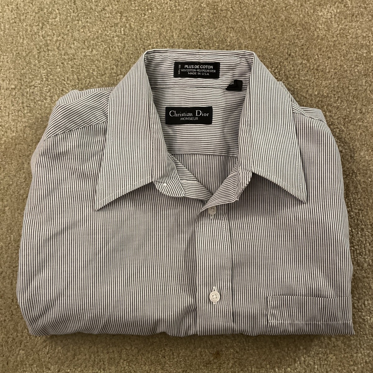 mens vintage dress shirts Weatherproof Cotton Linen Pattern Button Down Shirt for Men in Blue at Glik's , M 32 Waist Vintage 90s Christian Dior Monsieur