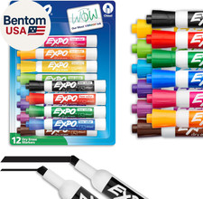 EXPO Dry Erase Markers, Low Odor Ink, Assorted Colors, Chisel Tip, 12 Count