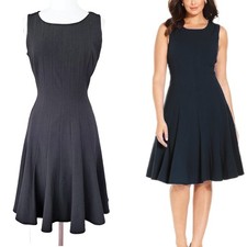 Calvin Klein Sleeveless Seamed Fit & Flare Dress Size 8 Black