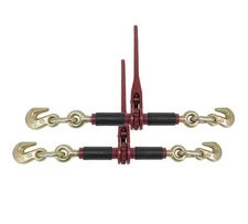 (2 Pack) Chain Binder Ratchet Style 5/16" - 3/8" - 7100 lbs WLL, w/ Rubber Gr...