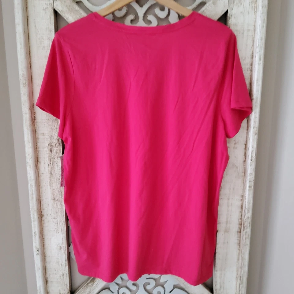 Prendas para dormir Hue para mujer X-grande manga corta ropa de salón pijama top rosa gráfico Foto 4 de 4